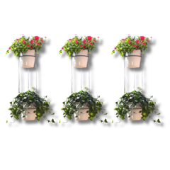 3pcs Double-Level Hanging PP Plastic Self-Watering Flower Pots A607-Off Grid Living Supplies