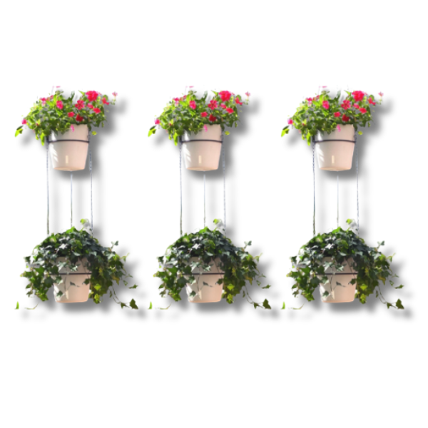 3pcs Double-Level Hanging PP Plastic Self-Watering Flower Pots A607-Off Grid Living Supplies