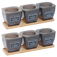 3pcs Self-Watering Flower Pots with Bamboo Tray for Succulents T04-Off Grid Living Supplies