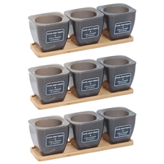 3pcs Self-Watering Flower Pots with Bamboo Tray for Succulents T04-Off Grid Living Supplies