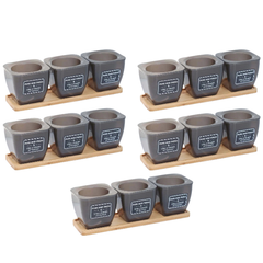 3pcs Self-Watering Flower Pots with Bamboo Tray for Succulents T04-Off Grid Living Supplies