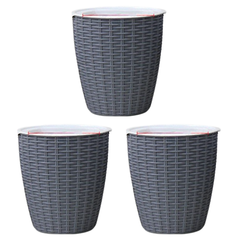3pcs Self-Watering Plant Flower Pot Planter Indoor Plastic Pots Grey A305-Off Grid Living Supplies
