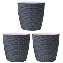 3pcs Self-Watering Plant Flower Pot Planter Indoor Plastic Pots Grey A305-Off Grid Living Supplies
