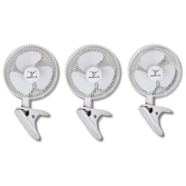 3x 150mm Two Speed Quiet Clip Fans with Desk Clamp AU Plug-Off Grid Living Supplies