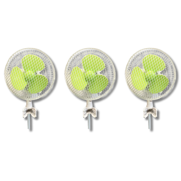 3x 180mm Two Speed Oscillating Clip Fans for Grow Tent Poles-Off Grid Living Supplies