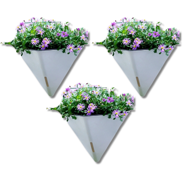 3x Hanging Self Watering Wall Garden Flower Pots Plant Flower Pots K104-Off Grid Living Supplies