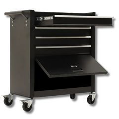 4 Drawer Tool Chest with 1-Door Toolbox Garage Organiser Set - Black-Off Grid Living Supplies Australia