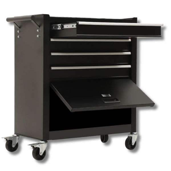 4 Drawer Tool Chest with 1-Door Toolbox Garage Organiser Set - Black-Off Grid Living Supplies Australia