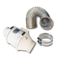 4" Inline Duct Fan with Low Noise Ventilation Hose & Clamp Kit-Off Grid Living Supplies