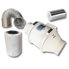 4" Inline Low Noise Fan with Carbon Filter & Ducting Ventilation Kit-Off Grid Living Supplies