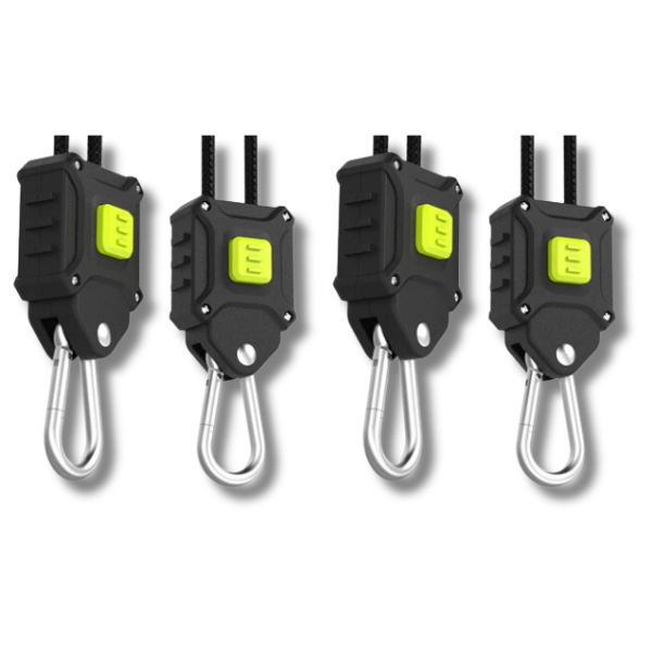 4 Pack Adjustable Rope Ratchet Grow Tent Light Reflector Hangers-Off Grid Living Supplies