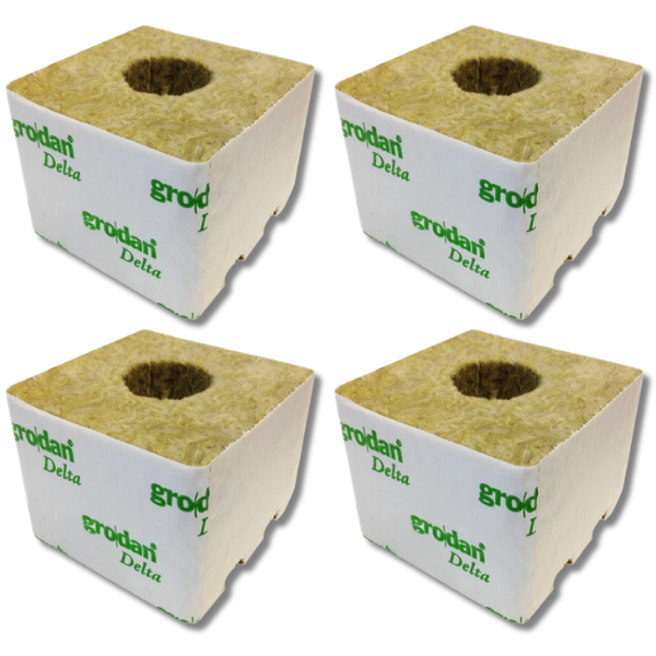 4 Pack Rockwool Grow Blocks 100x100mm with Hole - Grodan-Off Grid Living Supplies