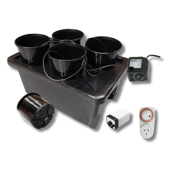 4 Pot 50L Bubble Drip Grow System with Timer, Water and Air Pumps-Off Grid Living Supplies