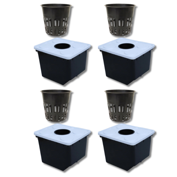 4 Sets Bato Dutch Bucket Lids with Net Pots Indoor Farm Grow System-Off Grid Living Supplies