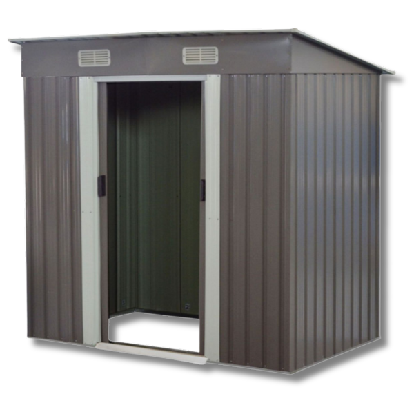 4 x 6ft Garden Shed with Base & Flat Roof - Grey-Off Grid Living Supplies Australia