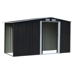 4 x 8ft Garden Shed with Semi-Closed Storage - Black-Off Grid Living Supplies Australia