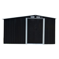 4 x 8ft Garden Shed with Semi-Closed Storage - Black-Off Grid Living Supplies Australia