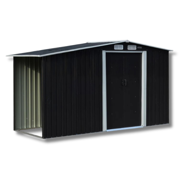 4 x 8ft Garden Shed with Semi-Closed Storage - Black-Off Grid Living Supplies Australia