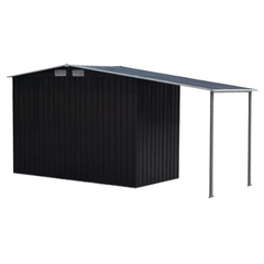 4 x 8ft Zinc Steel Garden Shed with Open Storage - Black-Off Grid Living Supplies Australia