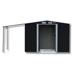 4 x 8ft Zinc Steel Garden Shed with Open Storage - Black-Off Grid Living Supplies Australia