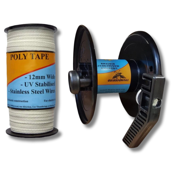 400m Poly Tape with EF-36 Wind-Up Reel for Electric Fence-Off Grid Living Supplies Australia