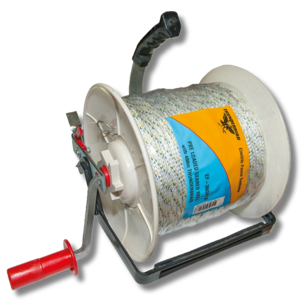 400m Preloaded Geared Wind-Up Reel for Electric Fence - Thunderbird-Off Grid Living Supplies Australia