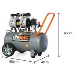 40L 2HP Silent Oil-Free Portable Electric Air Compressor with Twin Nitto Outlets
