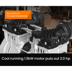 40L 2HP Silent Oil-Free Portable Electric Air Compressor with Twin Nitto Outlets