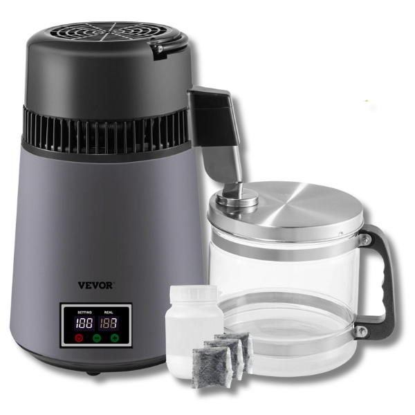 4L Water Distiller with Dual Temperature Display 750W - Grey-Off Grid Living Supplies Australia