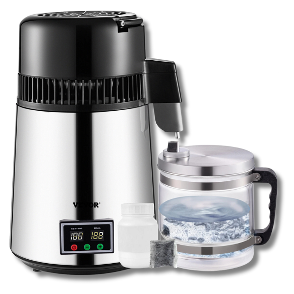 4L Water Distiller with Dual Temperature Display - Silver-Off Grid Living Supplies Australia