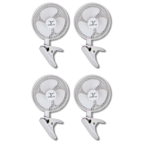 4x 150mm Quiet Clip Fans with Desk Clamp & Adjustable Direction-Off Grid Living Supplies