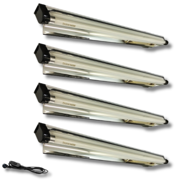 4x 4FT 54W T5 Fluorescent Propagation Grow Lights 6400K with Nano Reflector-Off Grid Living Supplies