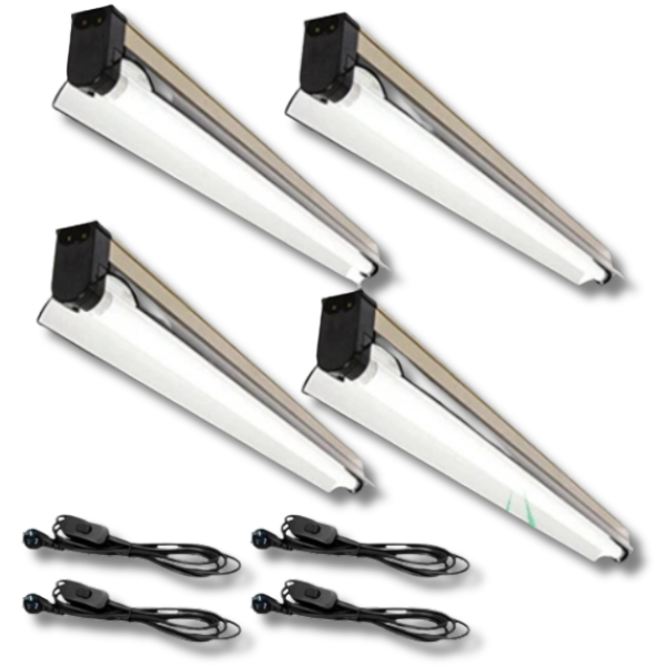 4x T5 Fluorescent Grow Light 3ft 39W 6500K and 6400K Nano Reflector-Off Grid Living Supplies