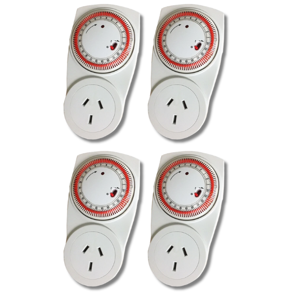 4x Timer Switch for Hydroponics Grow Lights & Fans with 15 Minute Interval Control-Off Grid Living Supplies