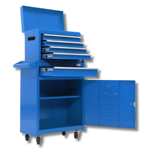 5 Drawer Tool Chest with 1-Door Toolbox Garage Organiser Set - Blue-Off Grid Living Supplies Australia
