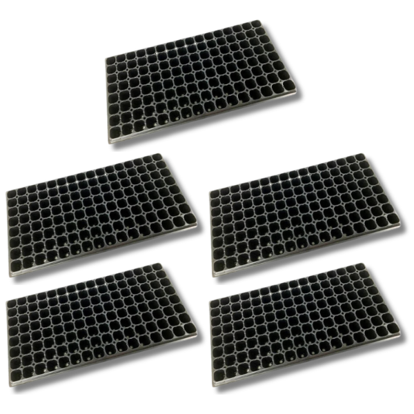 5 Pack 128 Cell Propagation Trays with Plug Inserts and Black Tray-Off Grid Living Supplies