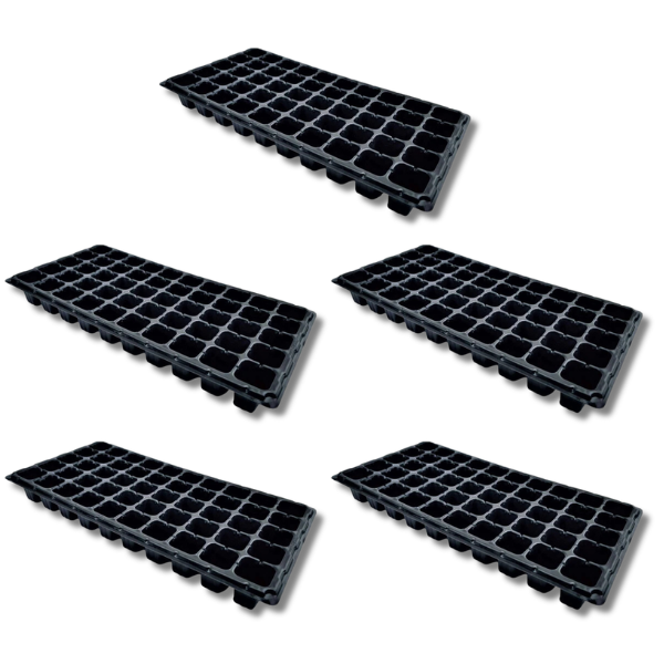 5 Pack 50 Cell Propagation Seeding Trays with Plug Inserts and Black Tray-Off Grid Living Supplies