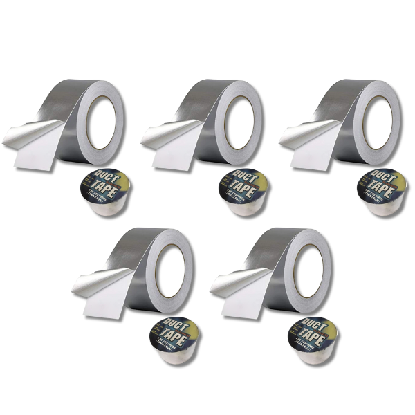 5 Pack Aluminium Foil Adhesive Sealing Reflective Duct Tape 75mm x 50m-Off Grid Living Supplies