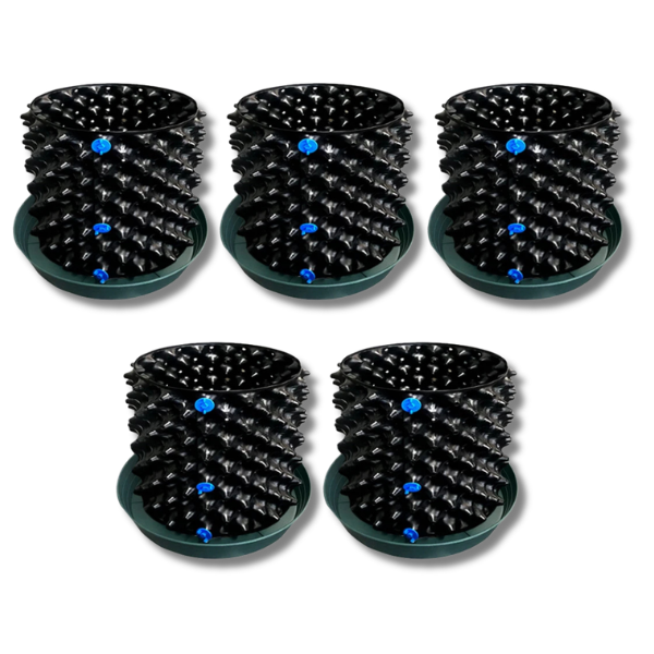 5 Sets Small Air Rocket Pots with 350mm Pot Saucers and Auto Feeding Base-Off Grid Living Supplies