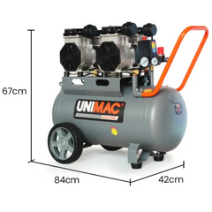 50L 3HP Silent Oil-Free Portable Electric Air Compressor with Twin Nitto Outlets