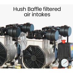50L 3HP Silent Oil-Free Portable Electric Air Compressor with Twin Nitto Outlets