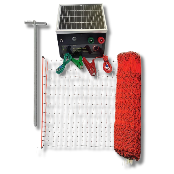 50m x 108cm Sheep Netting Electric Fence Kit with Eclipse 3000 Energiser & Earth Stake-Off Grid Living Supplies Australia