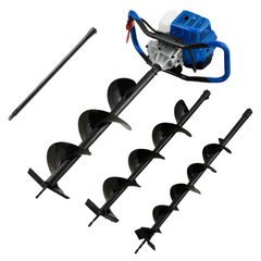 52cc 2-Stroke Petrol Post Hole Digger with 3 Auger Bits & 600mm Extension Shaft-Off Grid Living Supplies Australia