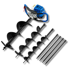 52cc 2-Stroke Petrol Post Hole Digger with 3 Auger Bits & 600mm Extension Shaft-Off Grid Living Supplies Australia