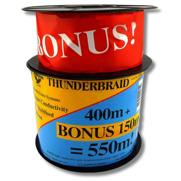 550m Thunderbraid 3.5mm Cord Wire Hot Tape for Electric Fence - Thunderbird-Off Grid Living Supplies Australia