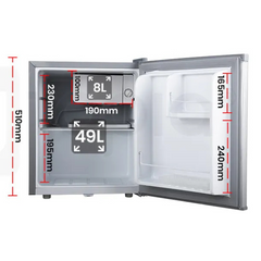 57L Portable Camping Bar Fridge with Freezer 12V / 24V for Caravans / RV's / Motorhomes / Camping - Silver