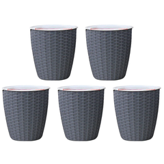 5pcs PP Plastic Self-Watering Plant Flower Pot Planter Indoor Grey Plastic Pots-Off Grid Living Supplies