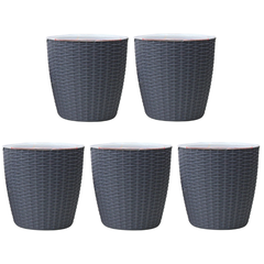 5pcs PP Plastic Self-Watering Plant Flower Pot Planter Indoor Grey Plastic Pots-Off Grid Living Supplies