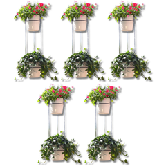 5pcs Two-Level Hanging PP Plastic Self-Watering Flower Pots A607-Off Grid Living Supplies