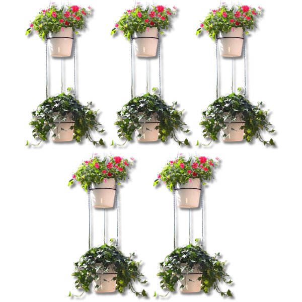 5pcs Two-Level Hanging PP Plastic Self-Watering Flower Pots A607-Off Grid Living Supplies